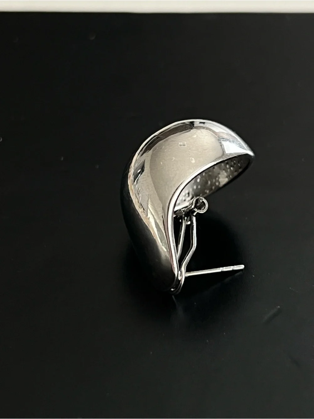 Single earring- silver chunky teardrop or dome-style earring